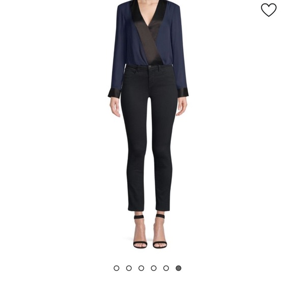 L’AGENCE Kyla Satin Silk  Trim Draped Blouse - Picture 12 of 12